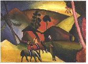 August Macke Native Aericans on horses oil painting